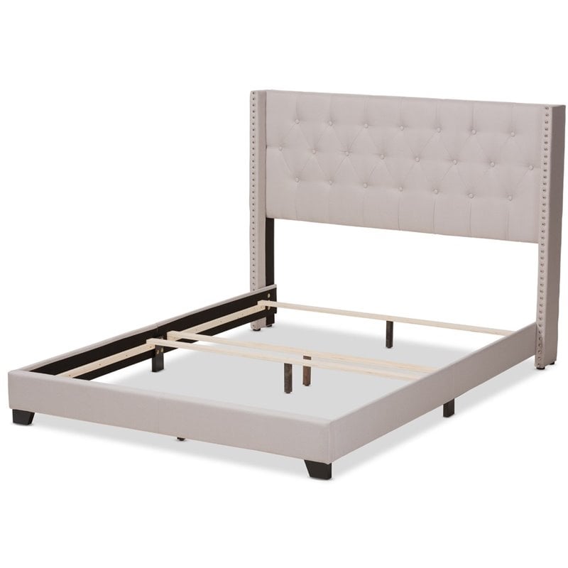 Baxton Studio Brady Fabric Tufted King Bed in Beige