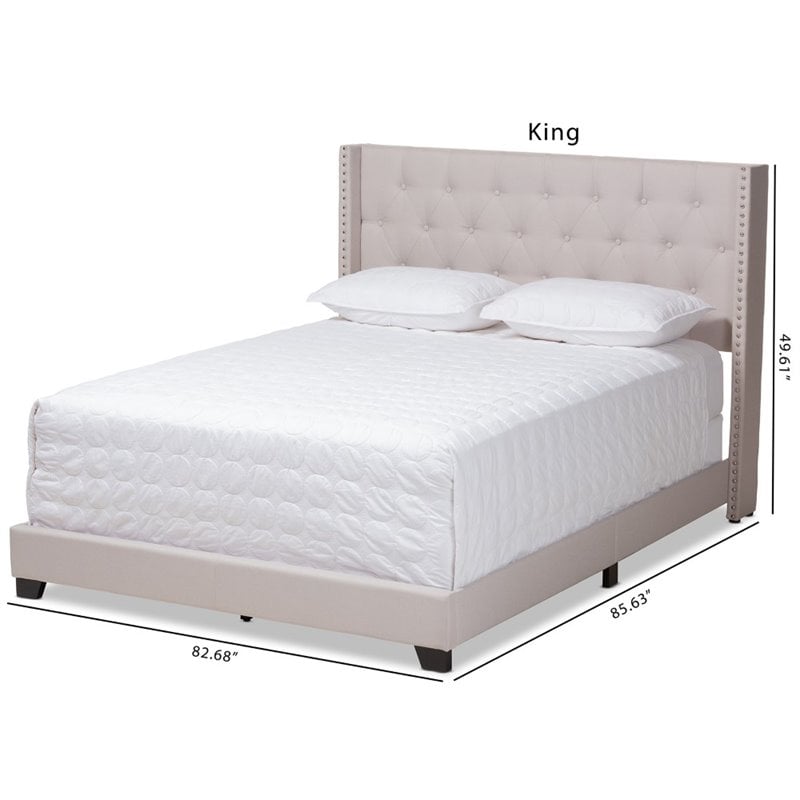 Baxton Studio Brady Fabric Tufted King Bed in Beige