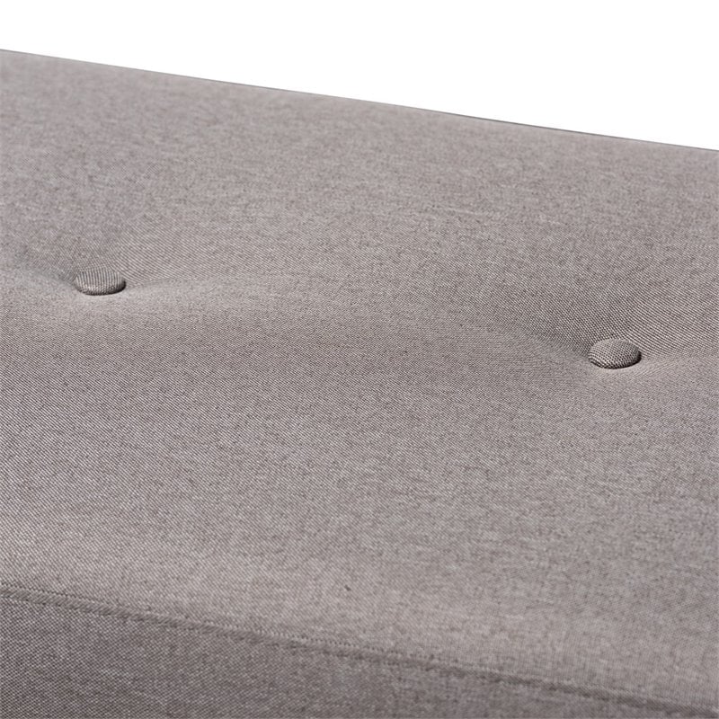Baxton Studio Caramay Tufted Bench in Grey and Walnut Brown