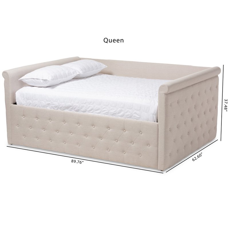 Baxton Studio Amaya Tufted Queen Daybed in Light Beige