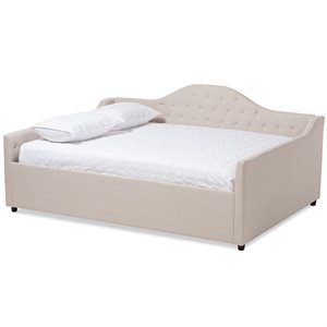 Baxton Studio Eliza Tufted Full Daybed in Light Beige Fabric