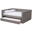 Baxton Studio Anabella Tufted Queen Daybed with Trundle in Grey