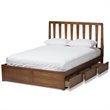 Baxton Studio Raurey Queen Spindle Storage Platform Bed in Walnut