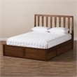 Baxton Studio Raurey Queen Spindle Storage Platform Bed in Walnut