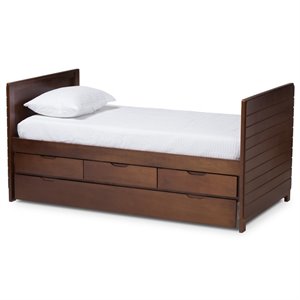 Baxton Studio Linna Storage Daybed with Trundle in Walnut Brown