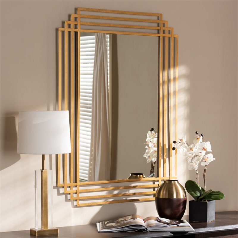 Baxton Studio Kalinda Decorative Wall Mirror in Gold