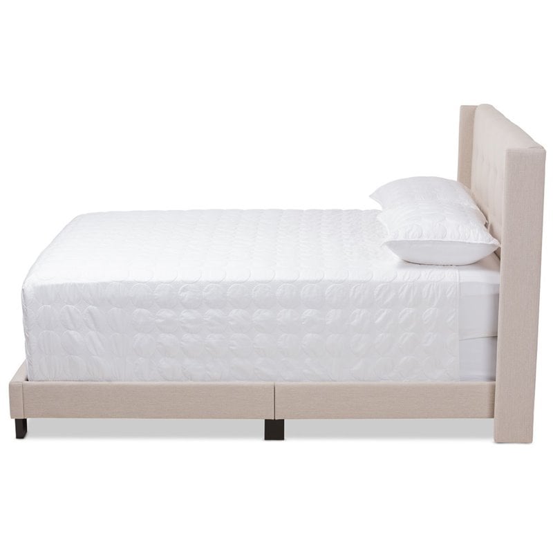 Baxton Studio Lisette Fabric Tufted King Bed in Beige