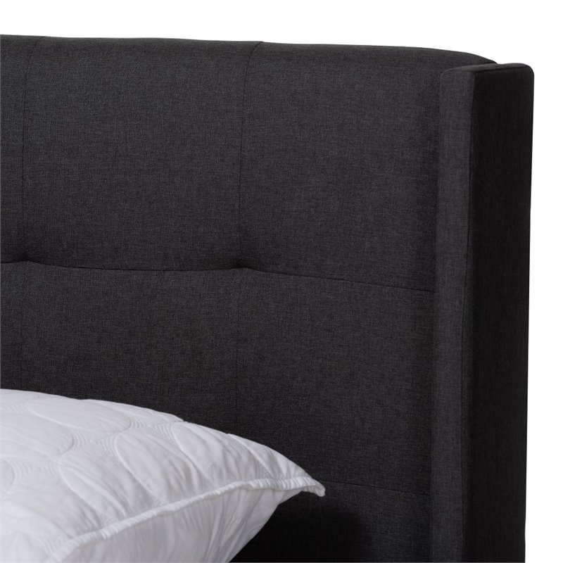 Baxton Studio Lisette Fabric Tufted Queen Bed in Grey