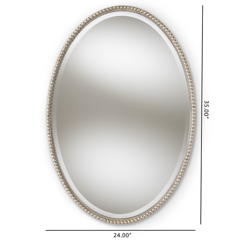 Baxton Studio Graca Oval Decorative Wall Mirror in Silver