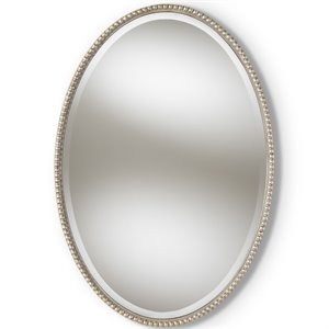 Baxton Studio Graca Oval Decorative Wall Mirror in Silver
