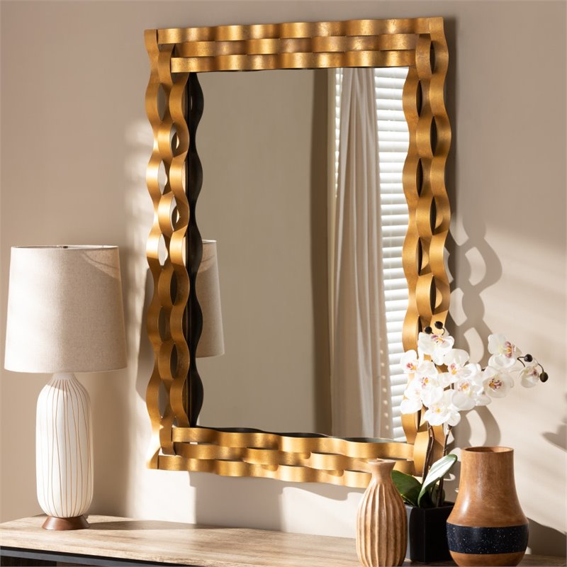 Baxton Studio Arpina Decorative Wall Mirror in Gold