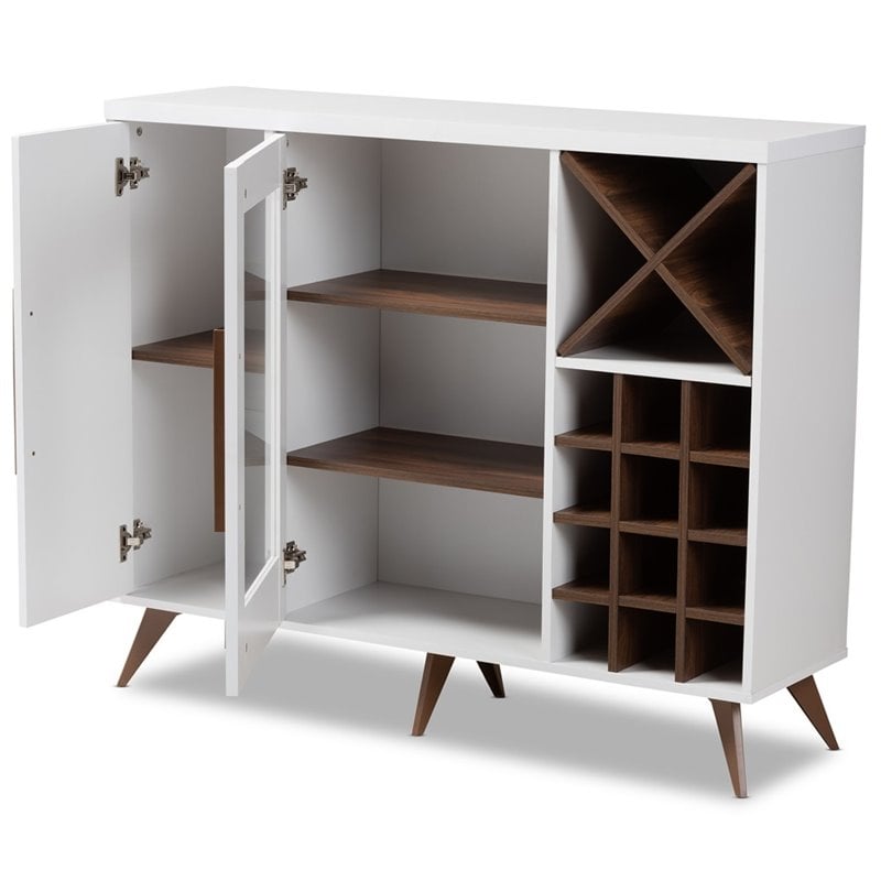 Baxton Studio Pietro Wine Cabinet in White and Brown