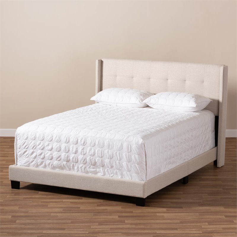 Baxton Studio Lisette Fabric Tufted Full Bed in Beige