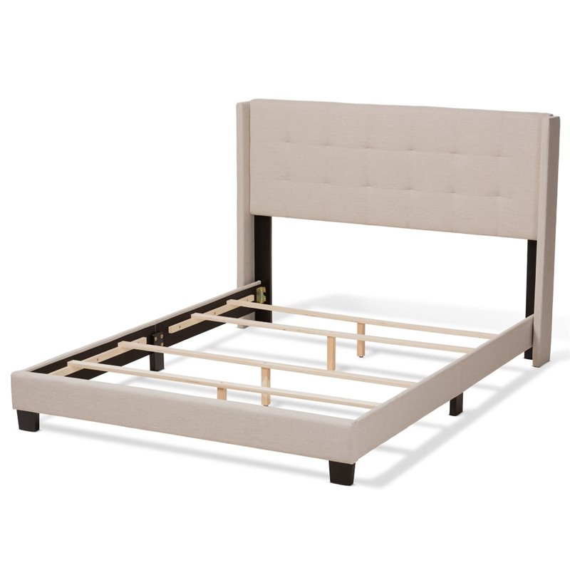 Baxton Studio Lisette Fabric Tufted Queen Bed in Beige