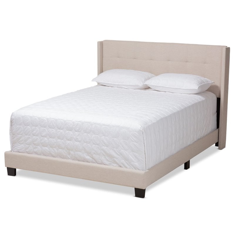 Baxton Studio Lisette Fabric Tufted Queen Bed in Beige