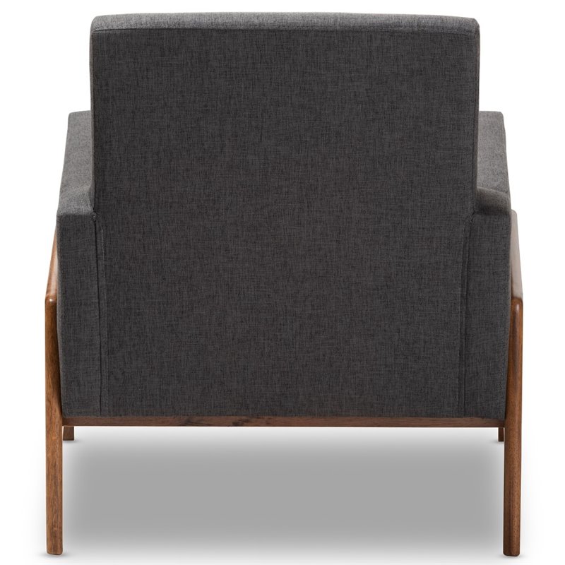 Baxton Studio Perris Upholstered Lounge Chair in Dark Grey and Walnut