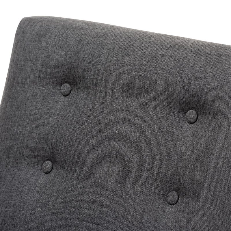 Baxton Studio Perris Upholstered Lounge Chair in Dark Grey and Walnut