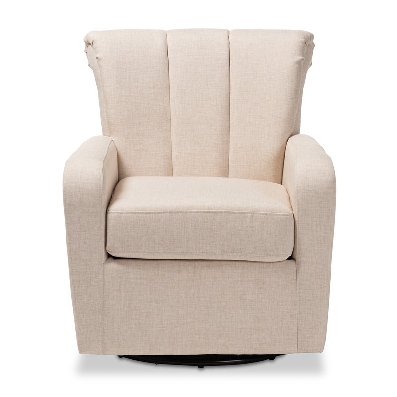 Baxton Studio Rayner Beige Fabric Upholstered Swivel Chair
