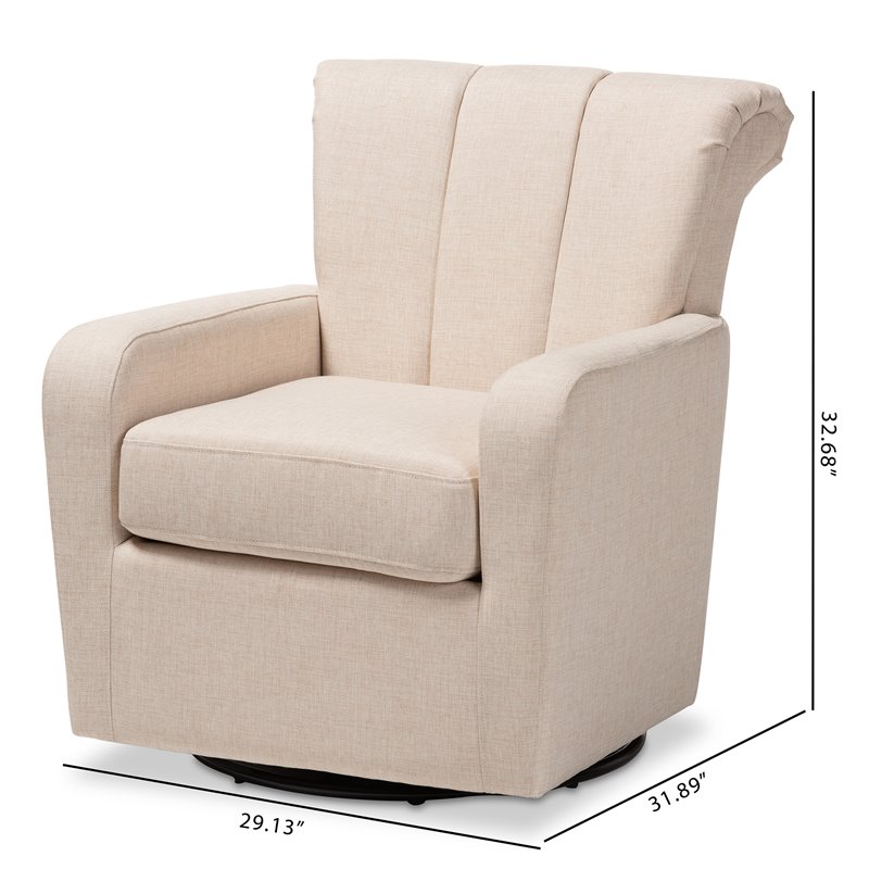 Baxton Studio Rayner Beige Fabric Upholstered Swivel Chair