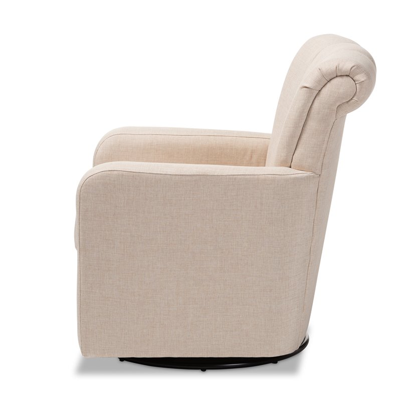 Baxton Studio Rayner Beige Fabric Upholstered Swivel Chair