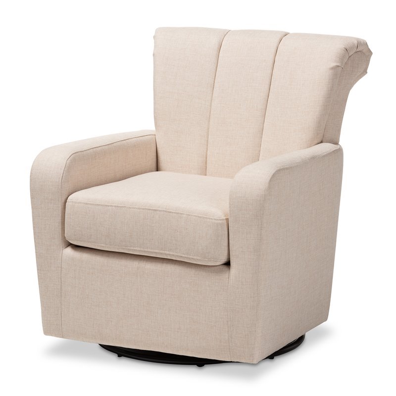 Baxton Studio Rayner Beige Fabric Upholstered Swivel Chair