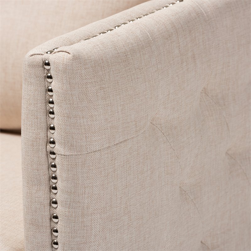 Baxton Studio Micah Beige Fabric Upholstered Tufted Swivel Chair