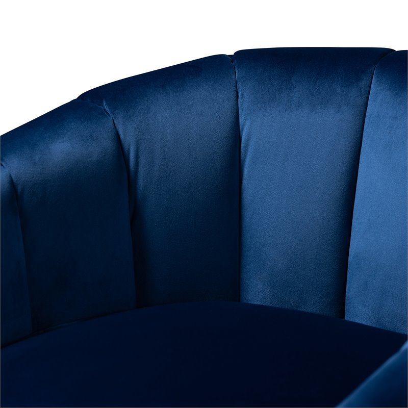 Baxton Studio Tomasso Velvet Upholstered Gold Metal Finish Accent Chair in Blue