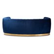 Baxton Studio Milena Upholstered Velvet and Wood Sofa in Royal Blue and Gold