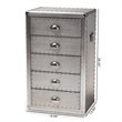 Baxton Studio Davet Mid-Century 5-Drawer Metal Accent Chest in Silver