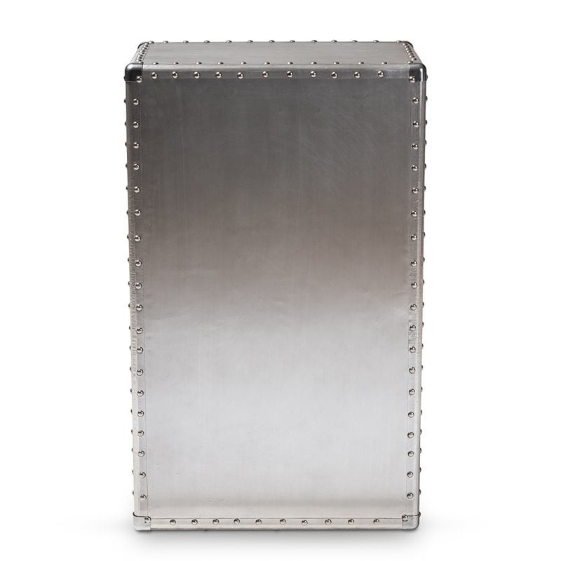 Baxton Studio Davet Mid-Century 5-Drawer Metal Accent Chest in Silver