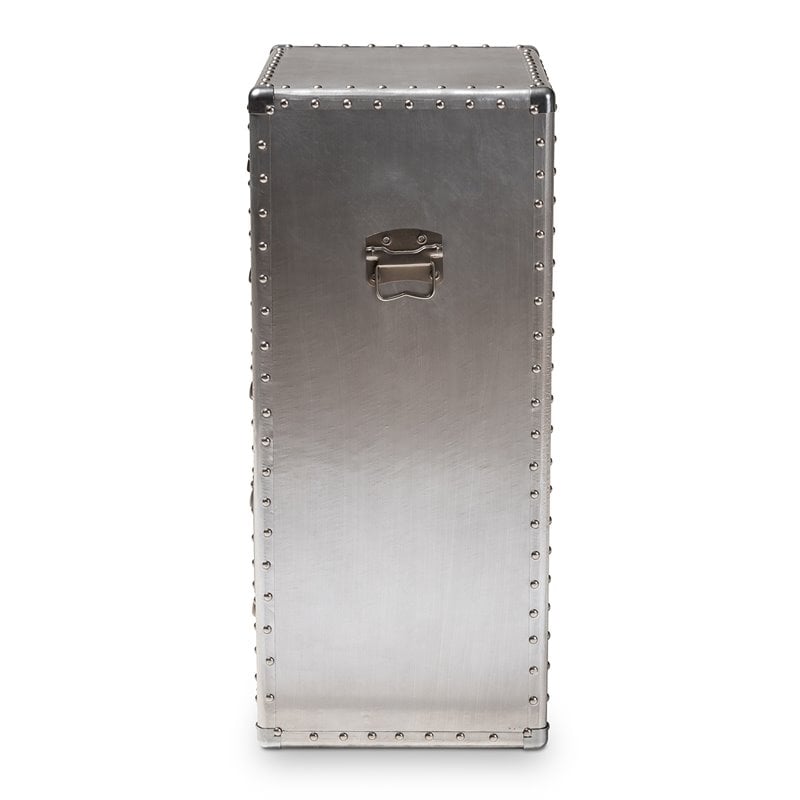 Baxton Studio Davet Mid-Century 5-Drawer Metal Accent Chest in Silver