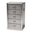 Baxton Studio Davet Mid-Century 5-Drawer Metal Accent Chest in Silver