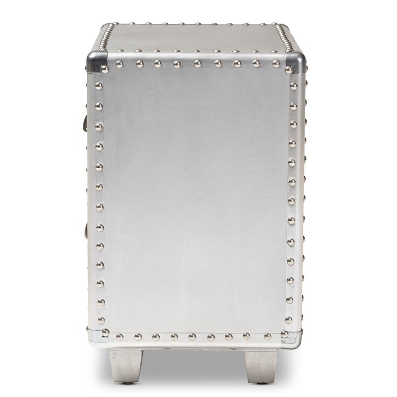 Baxton Studio Davet Silver Metal 2-Drawer End Table