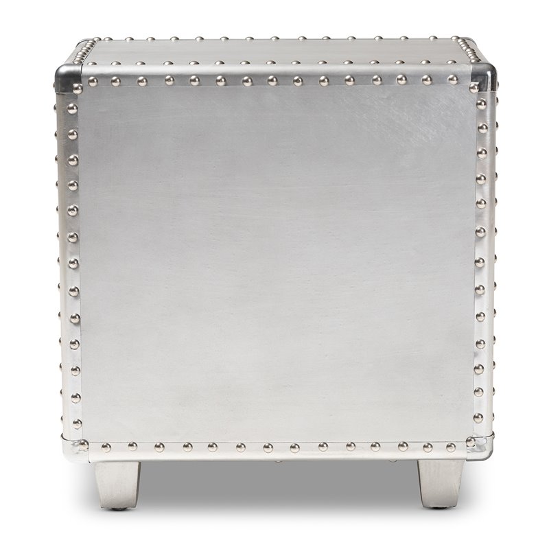 Baxton Studio Davet Silver Metal 2-Drawer End Table