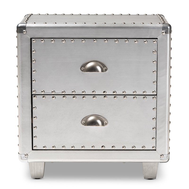 Baxton Studio Davet Silver Metal 2-Drawer End Table
