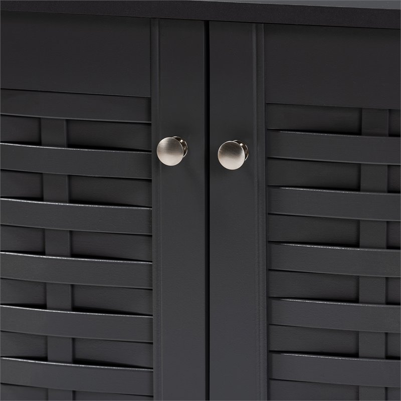 Baxton Studio Winda 2-Door Wood Entryway Shoe Cabinet in Dark Gray