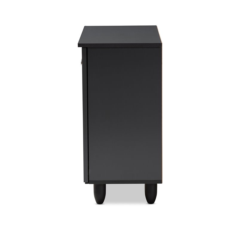 Baxton Studio Winda 2-Door Wood Entryway Shoe Cabinet in Dark Gray