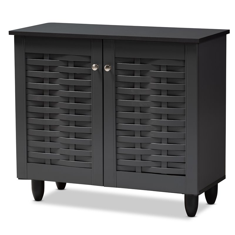 Baxton Studio Winda 2-Door Wood Entryway Shoe Cabinet in Dark Gray