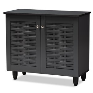 Baxton Studio Winda 2-Door Wood Entryway Shoe Cabinet in Dark Gray
