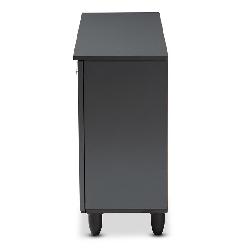 Baxton Studio Fernanda 3-Door Engineered Wood Entryway Shoe Cabinet in Dark Gray