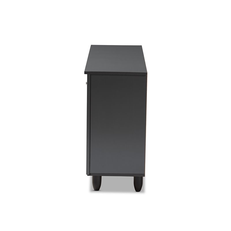 Baxton Studio Winda 3-Door Wood Entryway Shoe Cabinet in Dark Gray