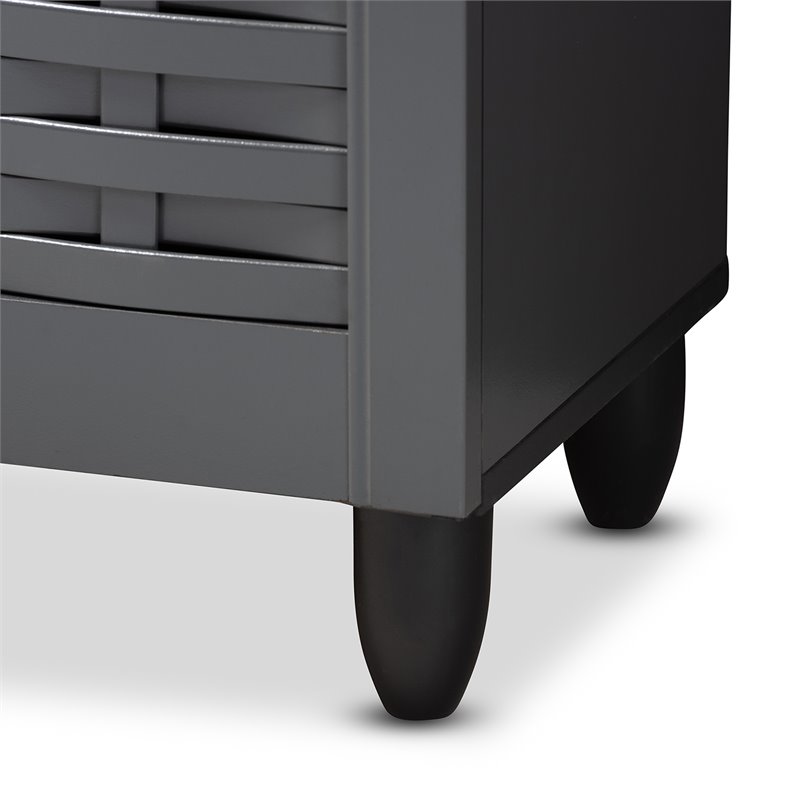 Baxton Studio Winda 3-Door Wood Entryway Shoe Cabinet in Dark Gray