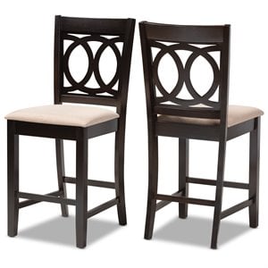 Baxton Studio Lenoir 25&quotH Wooden Counter Stool in Sand and Brown Set of 2