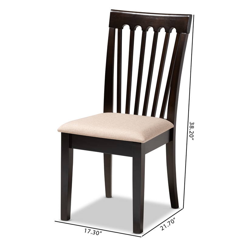 Baxton Studio Minette Fabric and Wood Dining Chairs in Sand and Brown Set of 4