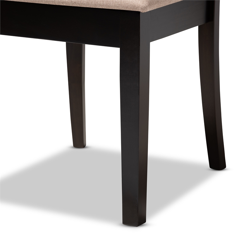 Baxton Studio Minette Fabric and Wood Dining Chairs in Sand and Brown Set of 4