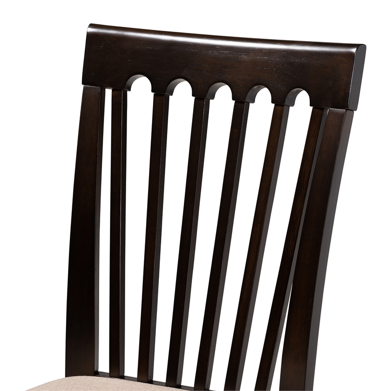 Baxton Studio Minette Fabric and Wood Dining Chairs in Sand and Brown Set of 4
