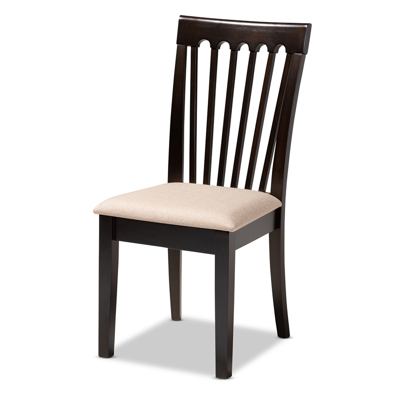Baxton Studio Minette Fabric and Wood Dining Chairs in Sand and Brown Set of 4