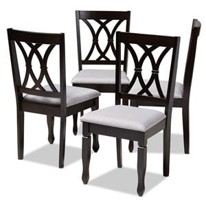 Baxton Studio Reneau Fabric and Wood Dining Chairs in Gray and Brown (Set of 4)