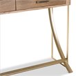 Baxton Studio Lafoy Mid-Century 2-Drawer Wood Console Table in Brown and Gold