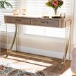Baxton Studio Lafoy Mid-Century 2-Drawer Wood Console Table in Brown and Gold